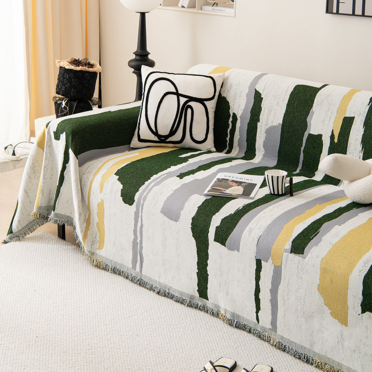 Colorful Chenille Sofa Throw Cover, Fashionable Soft Washable Couch Protector, Sectional Sofa Covers