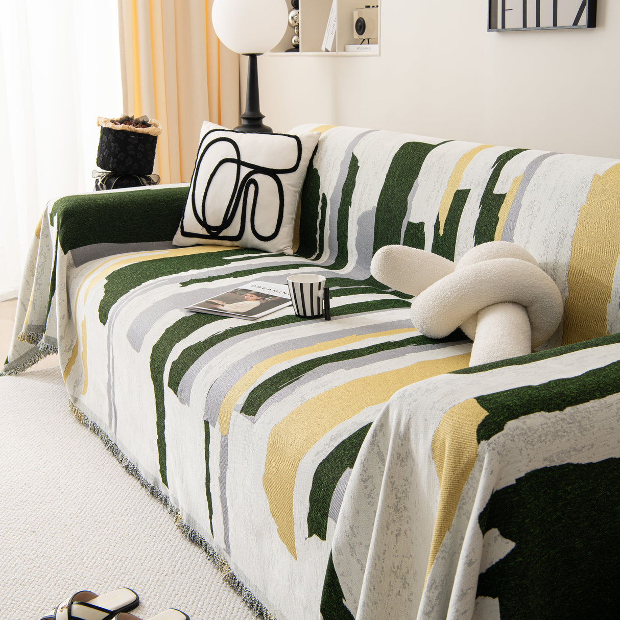 Colorful Chenille Sofa Throw Cover, Fashionable Soft Washable Couch Protector, Sectional Sofa Covers