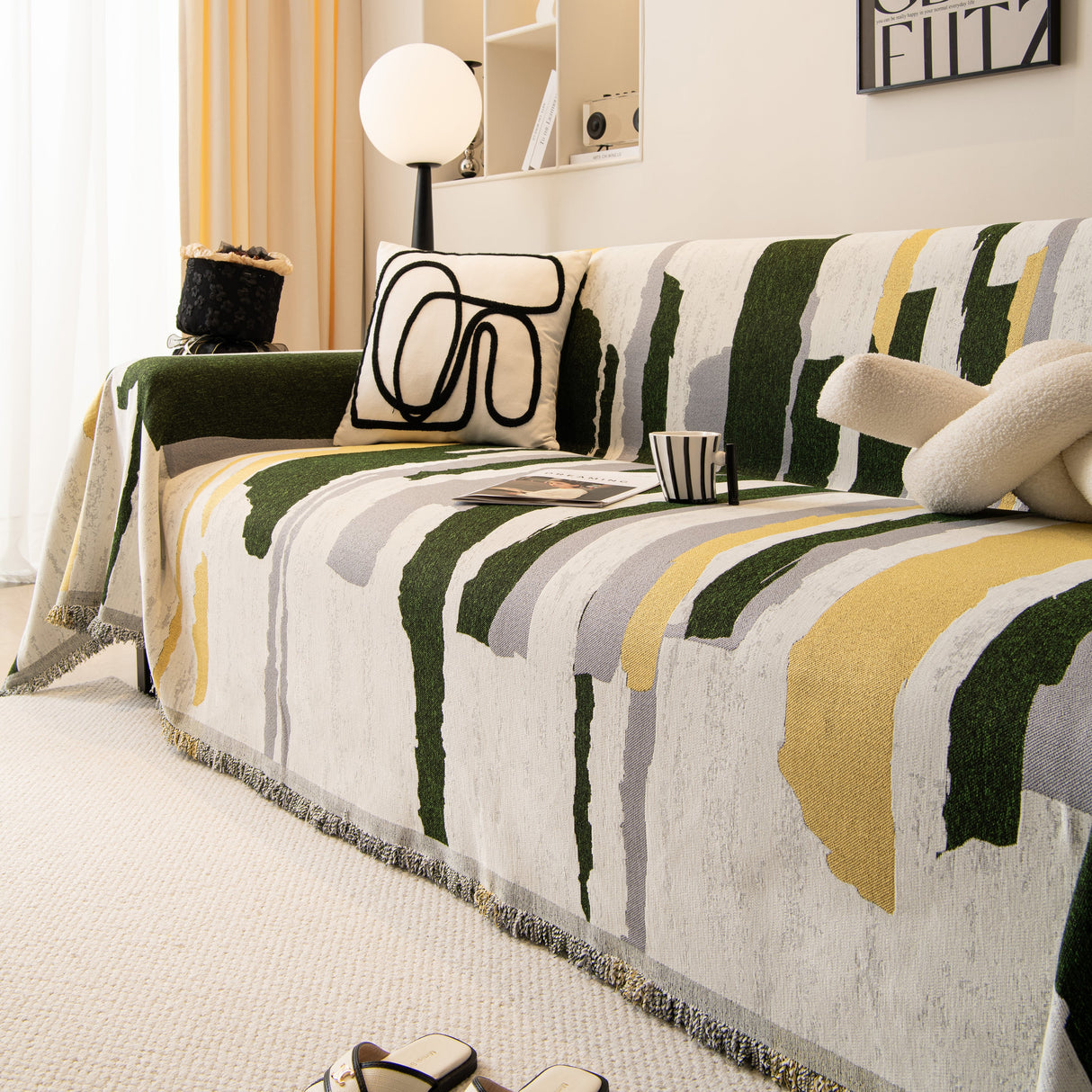 Colorful Chenille Sofa Throw Cover, Fashionable Soft Washable Couch Protector, Sectional Sofa Covers