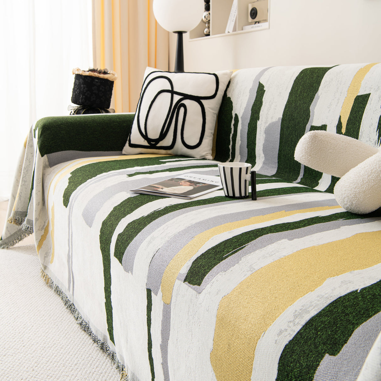 Colorful Chenille Sofa Throw Cover, Fashionable Soft Washable Couch Protector, Sectional Sofa Covers