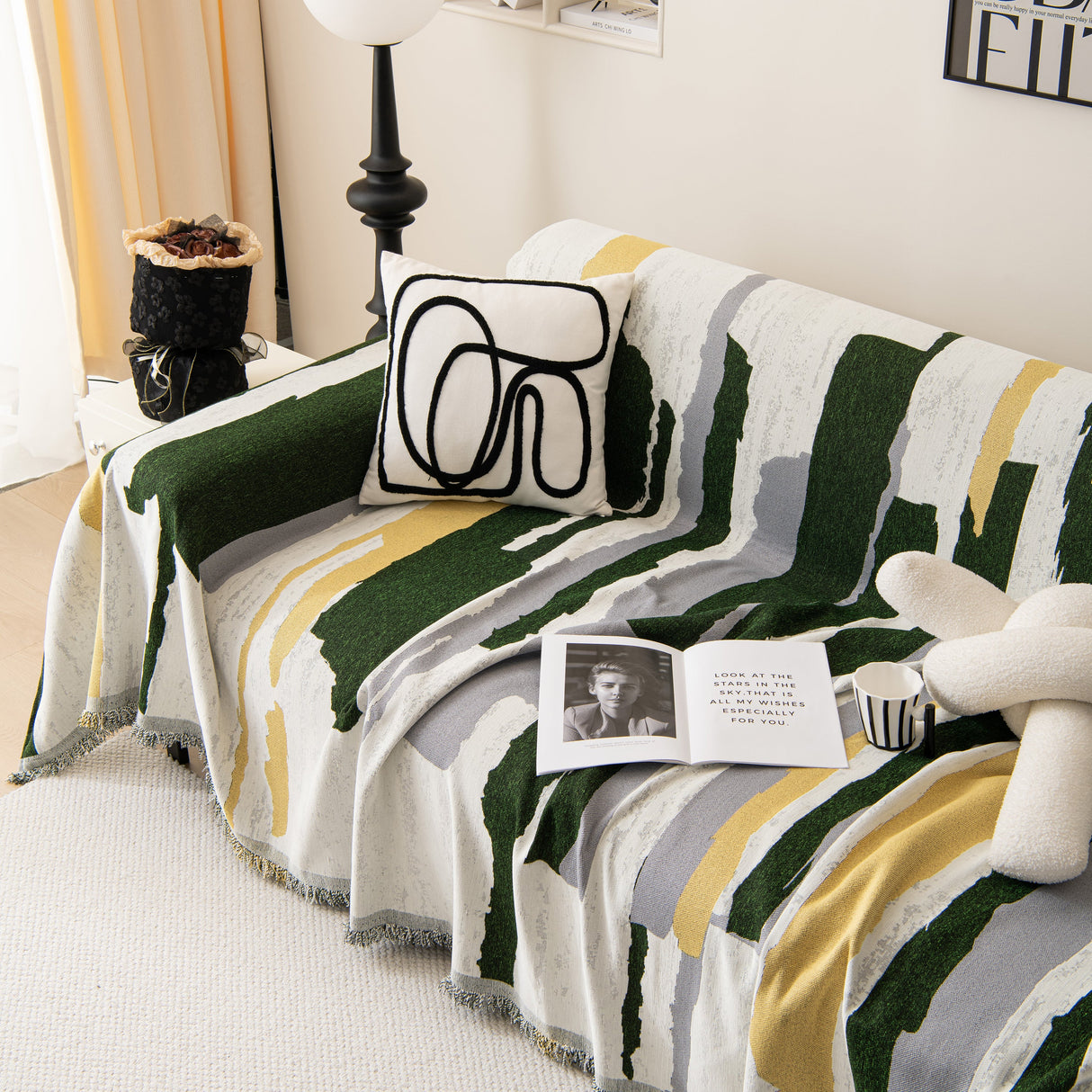 Colorful Chenille Sofa Throw Cover, Fashionable Soft Washable Couch Protector, Sectional Sofa Covers