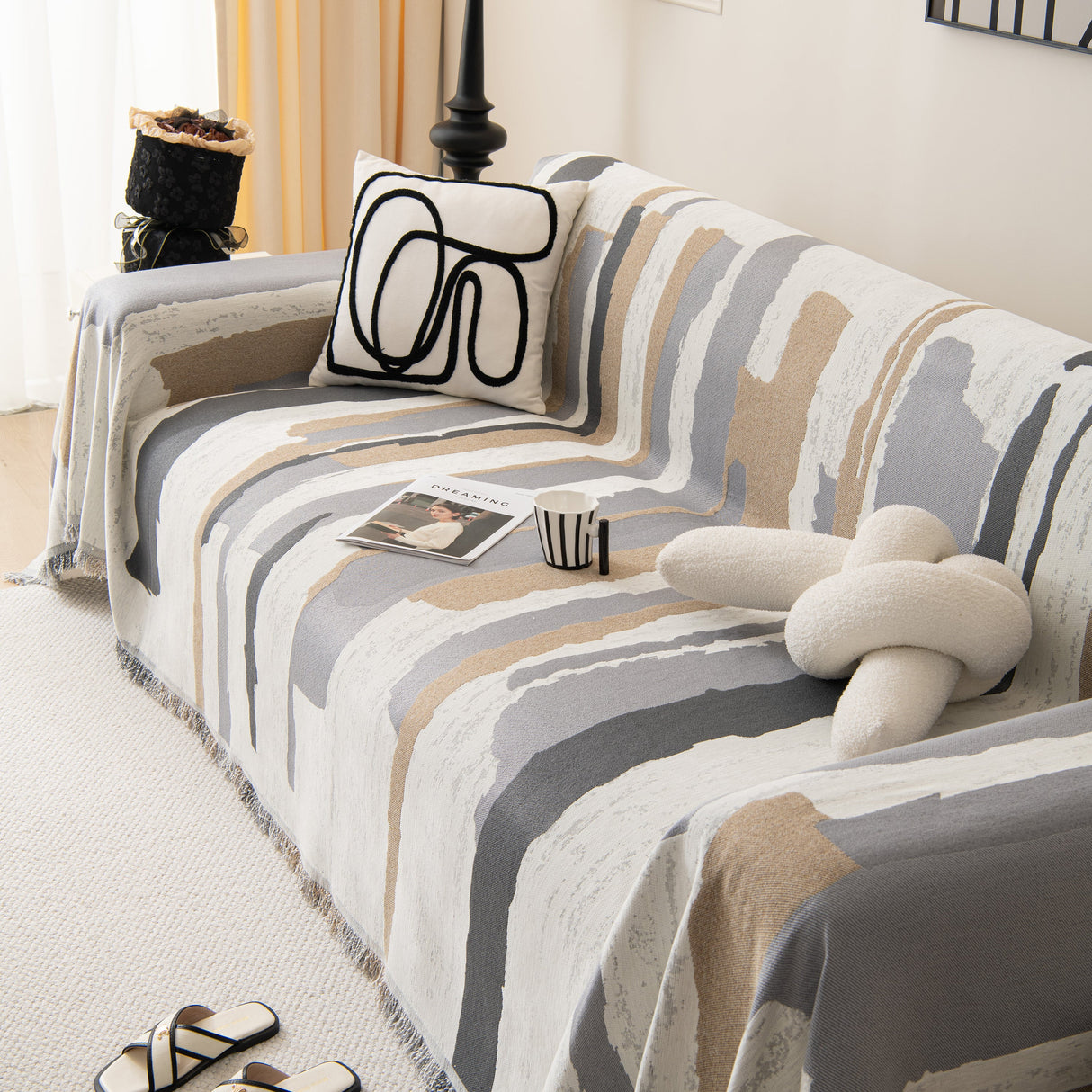 Colorful Chenille Sofa Throw Cover, Fashionable Soft Washable Couch Protector, Sectional Sofa Covers