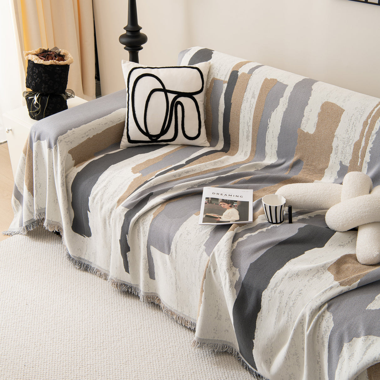 Colorful Chenille Sofa Throw Cover, Fashionable Soft Washable Couch Protector, Sectional Sofa Covers