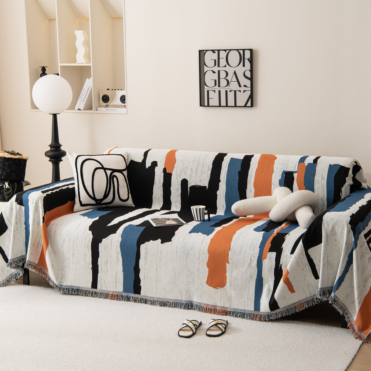 Colorful Chenille Sofa Throw Cover, Fashionable Soft Washable Couch Protector, Sectional Sofa Covers