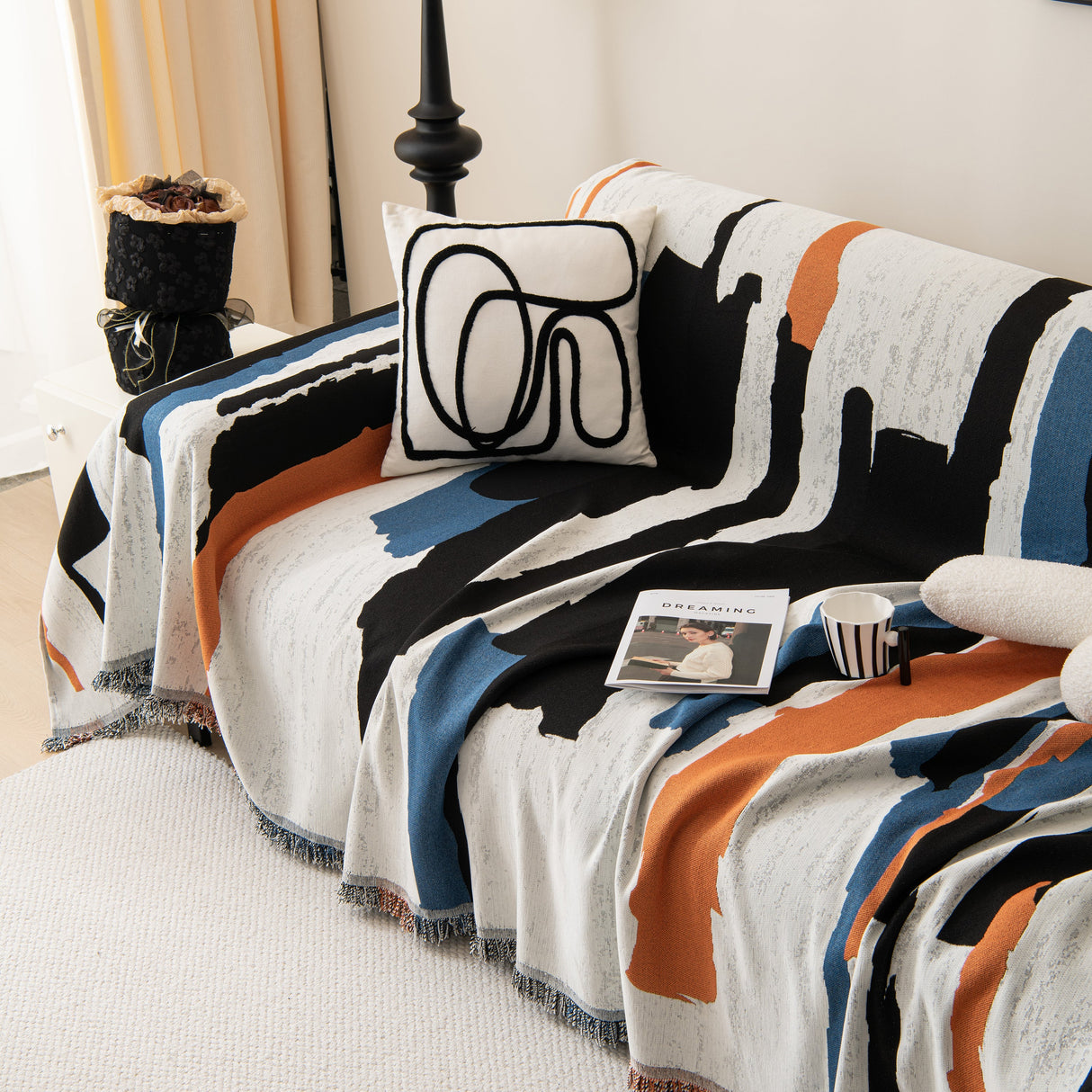 Colorful Chenille Sofa Throw Cover, Fashionable Soft Washable Couch Protector, Sectional Sofa Covers