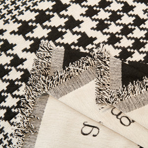 Chenille Houndstooth Couch Cover, Chaise Lounge Blanket Cover, Sectional Couch Scratch Protector