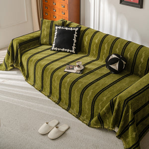 Boho Couch Throw Blanket with Textured Stripes, Sofa Cover for Living Room Decor