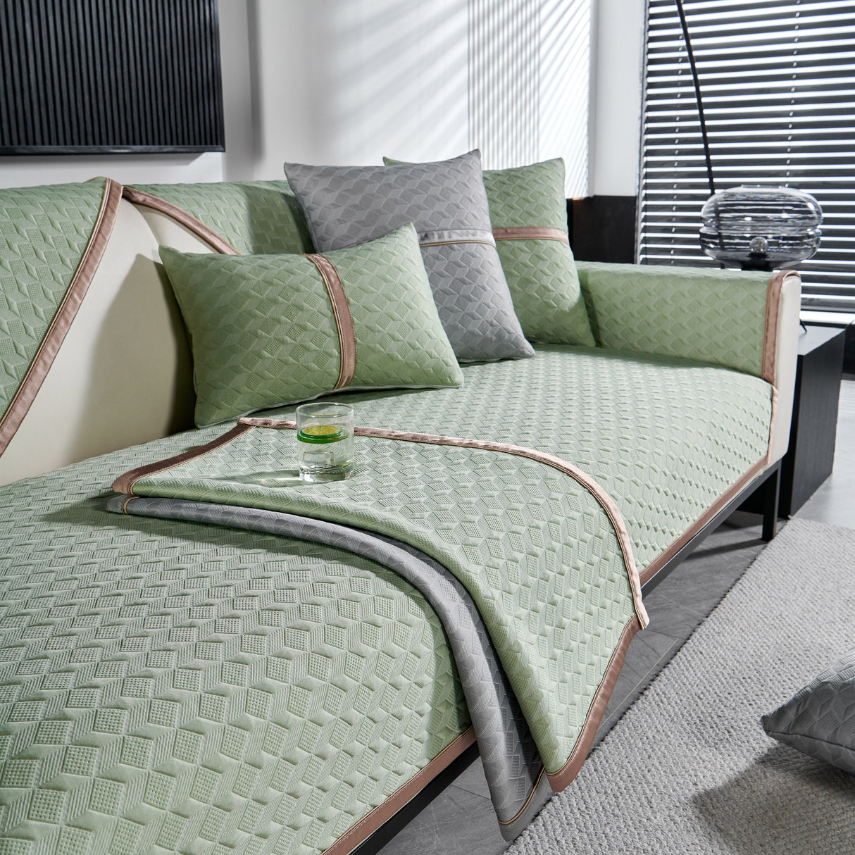 Geometric 3D Sofa Cover, Non-Slip Couch Protector for Seat, Backrest & Armrest