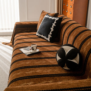 Boho Couch Throw Blanket with Textured Stripes, Sofa Cover for Living Room Decor