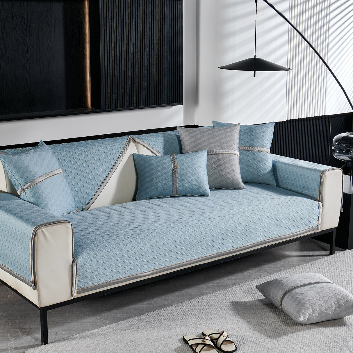 Geometric 3D Sofa Cover, Non-Slip Couch Protector for Seat, Backrest & Armrest