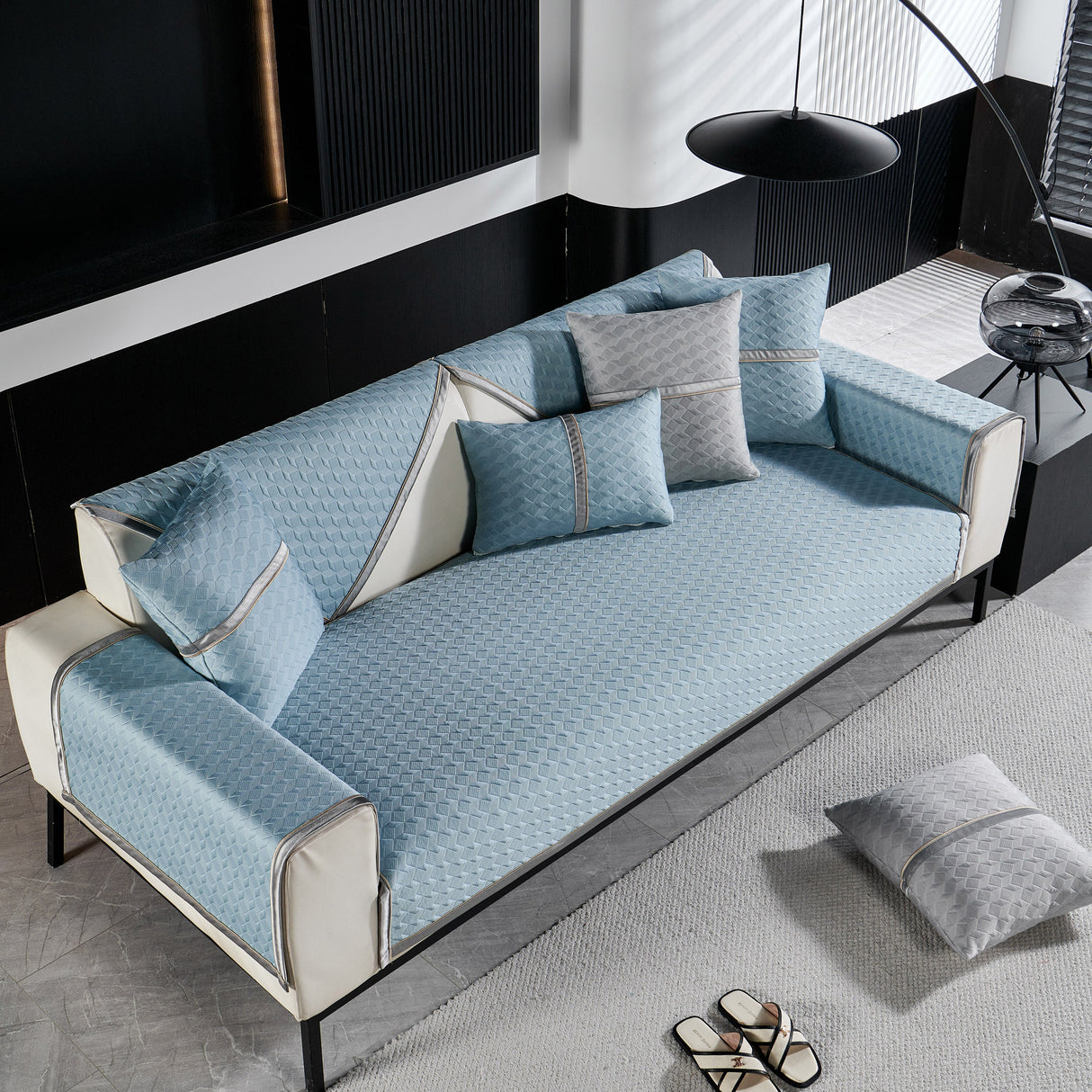 Geometric 3D Sofa Cover, Non-Slip Couch Protector for Seat, Backrest & Armrest