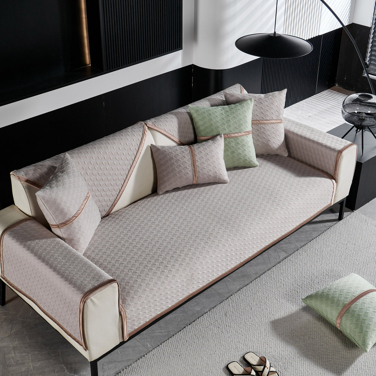 Geometric 3D Sofa Cover, Non-Slip Couch Protector for Seat, Backrest & Armrest