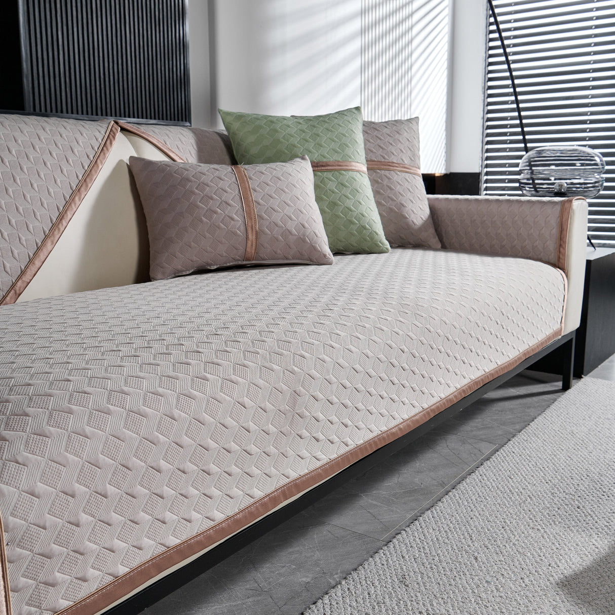 Geometric 3D Sofa Cover, Non-Slip Couch Protector for Seat, Backrest & Armrest