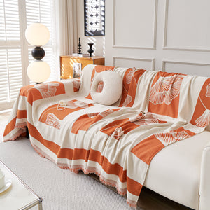 Reversible Ginkgo Leaf Furniture Slipcovers for Sofas Scratch Resistant Sectional Sofa Throw Covers