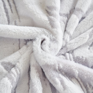 Plush Faux Fur Warm Sofa Cover with Waves Jacquard Textured Throw Blankets for Couch