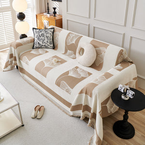 Reversible Ginkgo Leaf Furniture Slipcovers for Sofas Scratch Resistant Sectional Sofa Throw Covers