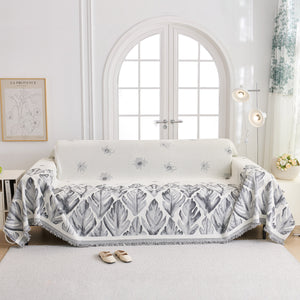Soft Woven Leaf Couch Blanket, Pet-friendly Sectional Sofa Slipcover For Cats Dogs