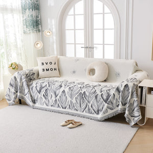 Soft Woven Leaf Couch Blanket, Pet-friendly Sectional Sofa Slipcover For Cats Dogs