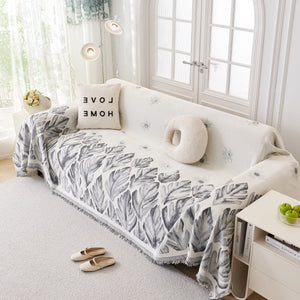 Soft Woven Leaf Couch Blanket, Pet-friendly Sectional Sofa Slipcover For Cats Dogs