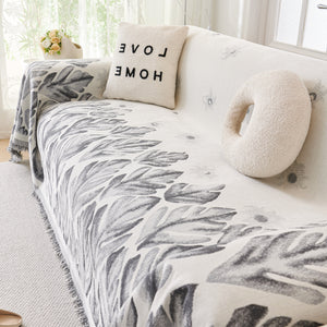 Soft Woven Leaf Couch Blanket, Pet-friendly Sectional Sofa Slipcover For Cats Dogs