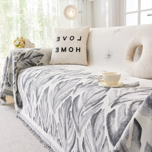 Soft Woven Leaf Couch Blanket, Pet-friendly Sectional Sofa Slipcover For Cats Dogs