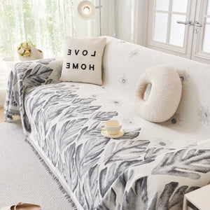 Soft Woven Leaf Couch Blanket, Pet-friendly Sectional Sofa Slipcover For Cats Dogs