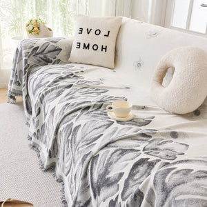 Soft Woven Leaf Couch Blanket, Pet-friendly Sectional Sofa Slipcover For Cats Dogs