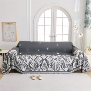 Soft Woven Leaf Couch Blanket, Pet-friendly Sectional Sofa Slipcover For Cats Dogs