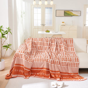 Chenille Houndstooth Couch Cover, Chaise Lounge Blanket Cover, Sectional Couch Scratch Protector