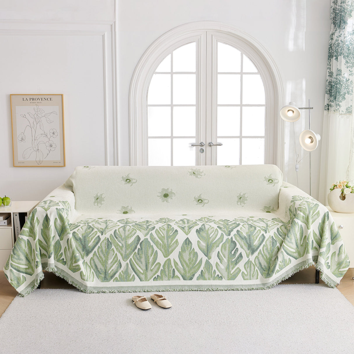 Soft Woven Leaf Couch Blanket, Pet-friendly Sectional Sofa Slipcover For Cats Dogs