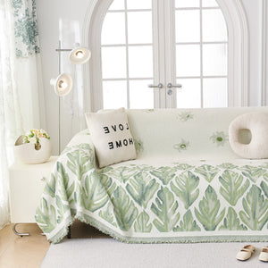 Soft Woven Leaf Couch Blanket, Pet-friendly Sectional Sofa Slipcover For Cats Dogs