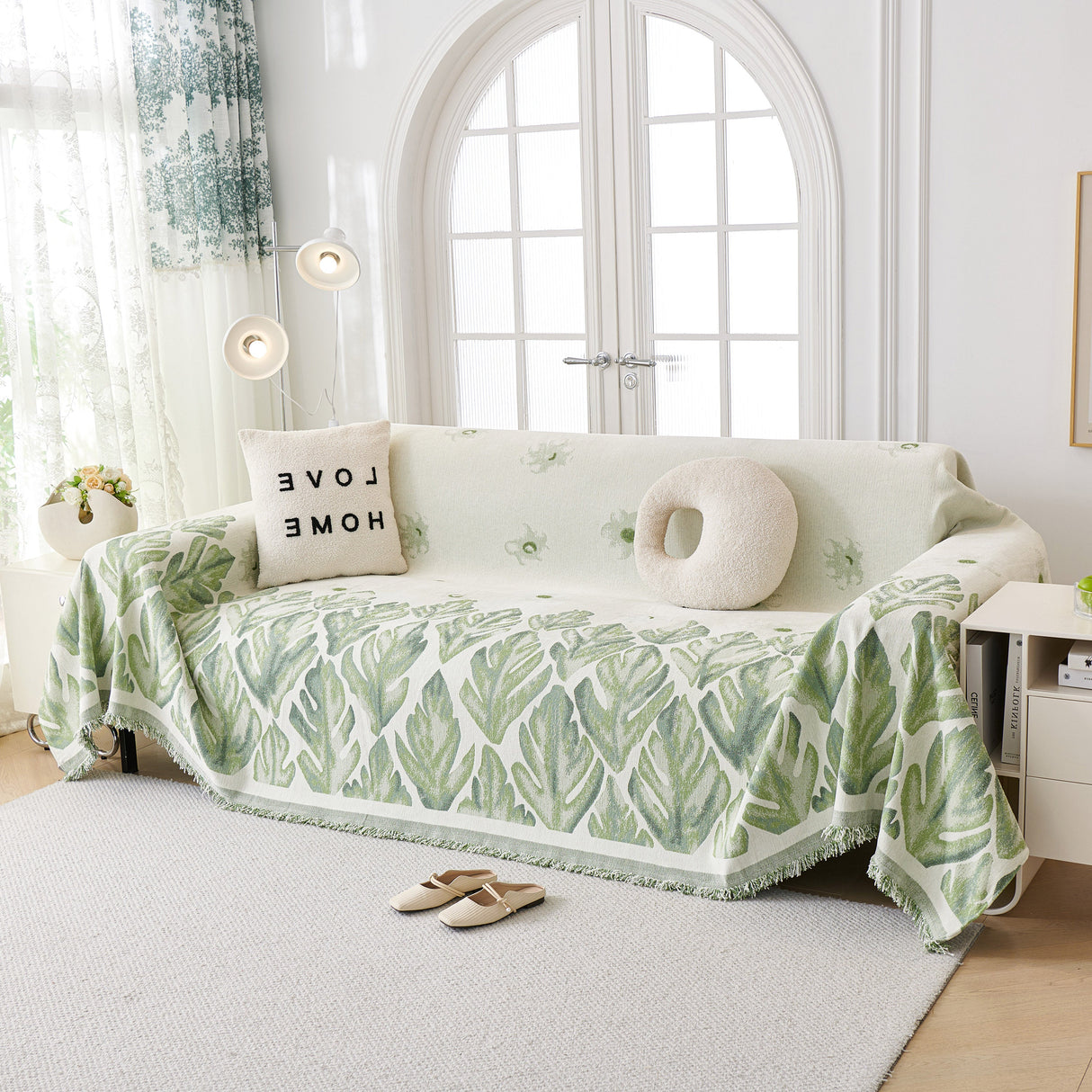 Soft Woven Leaf Couch Blanket, Pet-friendly Sectional Sofa Slipcover For Cats Dogs