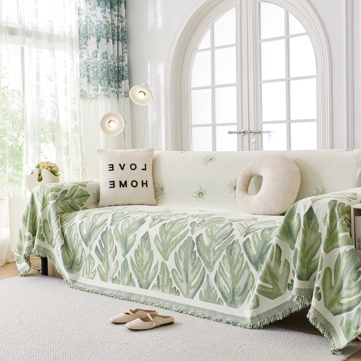 Soft Woven Leaf Couch Blanket, Pet-friendly Sectional Sofa Slipcover For Cats Dogs