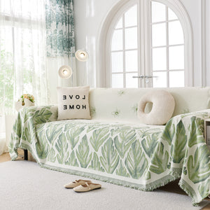 Soft Woven Leaf Couch Blanket, Pet-friendly Sectional Sofa Slipcover For Cats Dogs