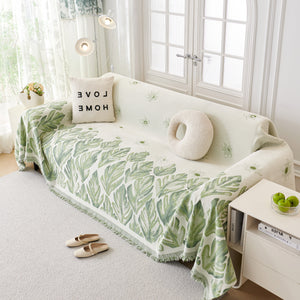 Soft Woven Leaf Couch Blanket, Pet-friendly Sectional Sofa Slipcover For Cats Dogs