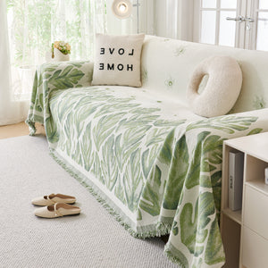 Soft Woven Leaf Couch Blanket, Pet-friendly Sectional Sofa Slipcover For Cats Dogs