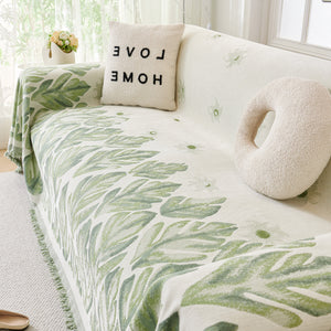 Soft Woven Leaf Couch Blanket, Pet-friendly Sectional Sofa Slipcover For Cats Dogs