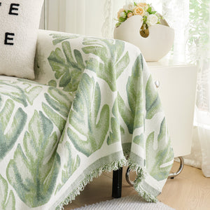 Soft Woven Leaf Couch Blanket, Pet-friendly Sectional Sofa Slipcover For Cats Dogs