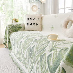 Soft Woven Leaf Couch Blanket, Pet-friendly Sectional Sofa Slipcover For Cats Dogs