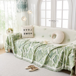 Soft Woven Leaf Couch Blanket, Pet-friendly Sectional Sofa Slipcover For Cats Dogs