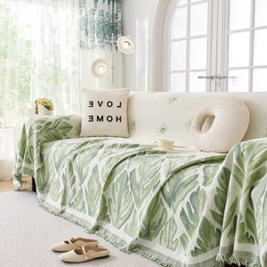 Soft Woven Leaf Couch Blanket, Pet-friendly Sectional Sofa Slipcover For Cats Dogs