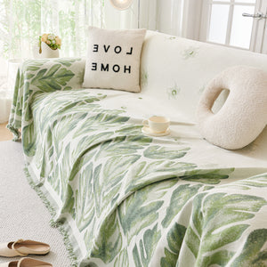 Soft Woven Leaf Couch Blanket, Pet-friendly Sectional Sofa Slipcover For Cats Dogs