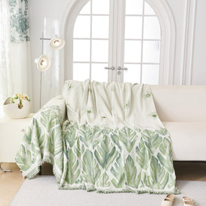 Soft Woven Leaf Couch Blanket, Pet-friendly Sectional Sofa Slipcover For Cats Dogs