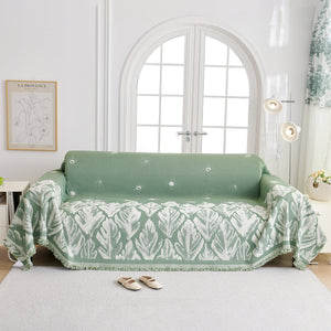 Soft Woven Leaf Couch Blanket, Pet-friendly Sectional Sofa Slipcover For Cats Dogs