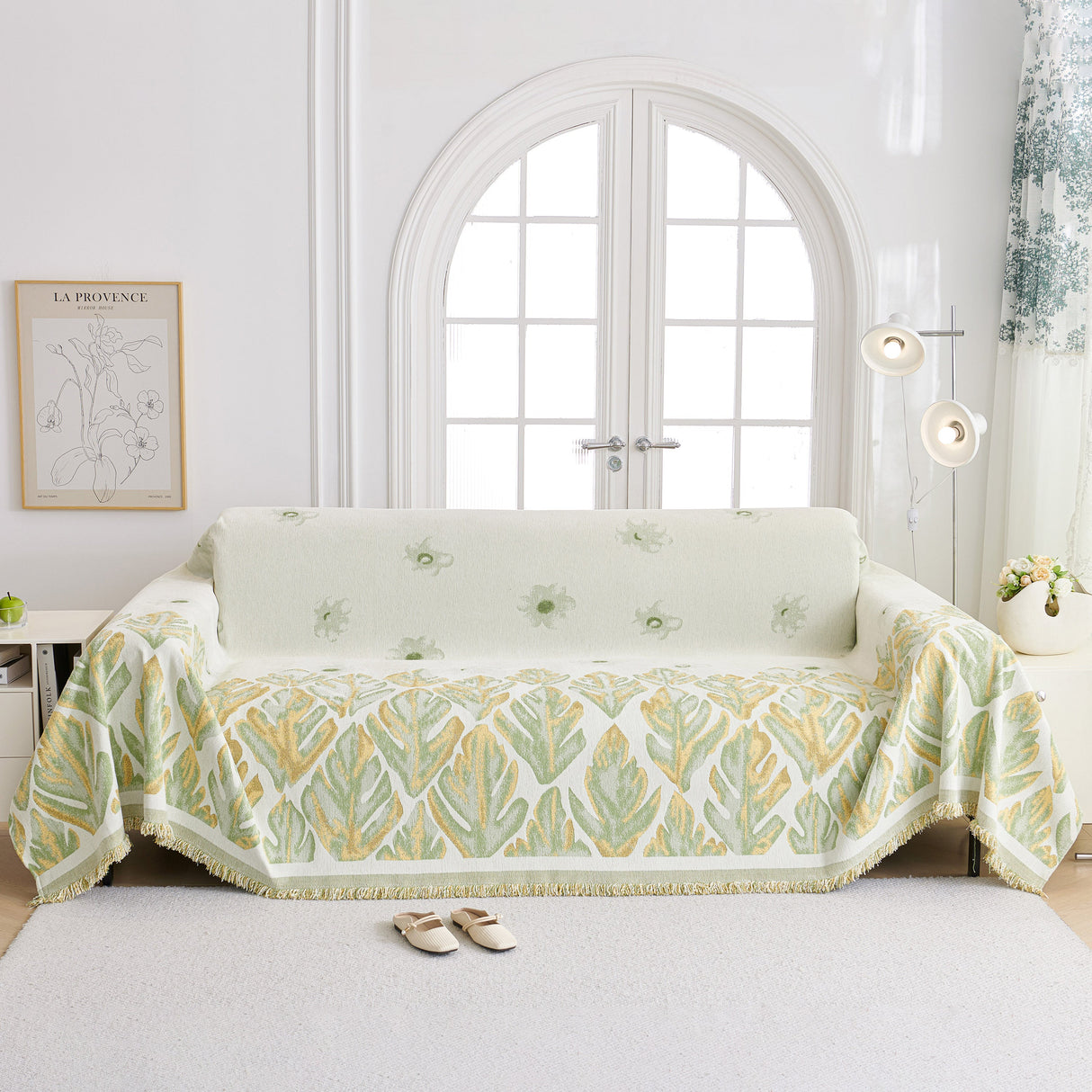 Soft Woven Leaf Couch Blanket, Pet-friendly Sectional Sofa Slipcover For Cats Dogs