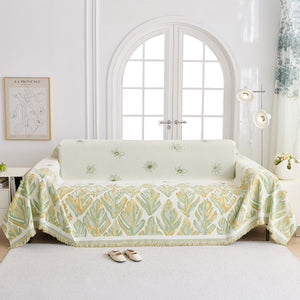 Soft Woven Leaf Couch Blanket, Pet-friendly Sectional Sofa Slipcover For Cats Dogs