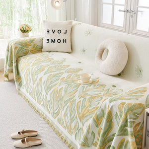 Soft Woven Leaf Couch Blanket, Pet-friendly Sectional Sofa Slipcover For Cats Dogs