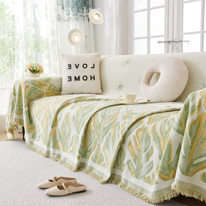 Soft Woven Leaf Couch Blanket, Pet-friendly Sectional Sofa Slipcover For Cats Dogs