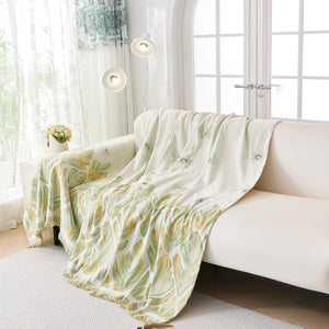 Soft Woven Leaf Couch Blanket, Pet-friendly Sectional Sofa Slipcover For Cats Dogs