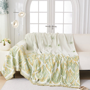 Soft Woven Leaf Couch Blanket, Pet-friendly Sectional Sofa Slipcover For Cats Dogs